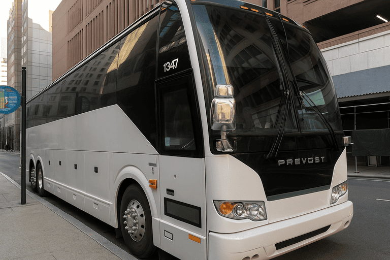 a Flint Minibus Company coach bus
