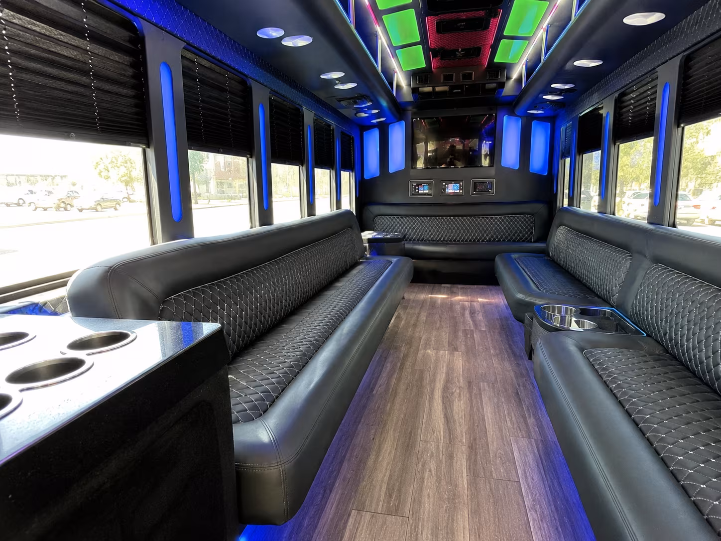 flint 15 passenger party bus inside