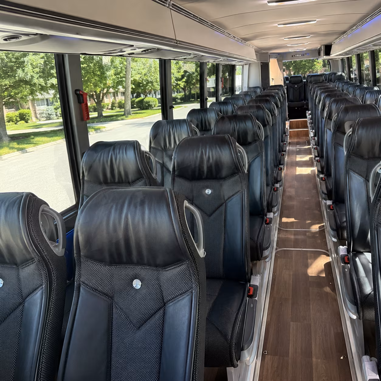 flint 40 passenger charter bus inside