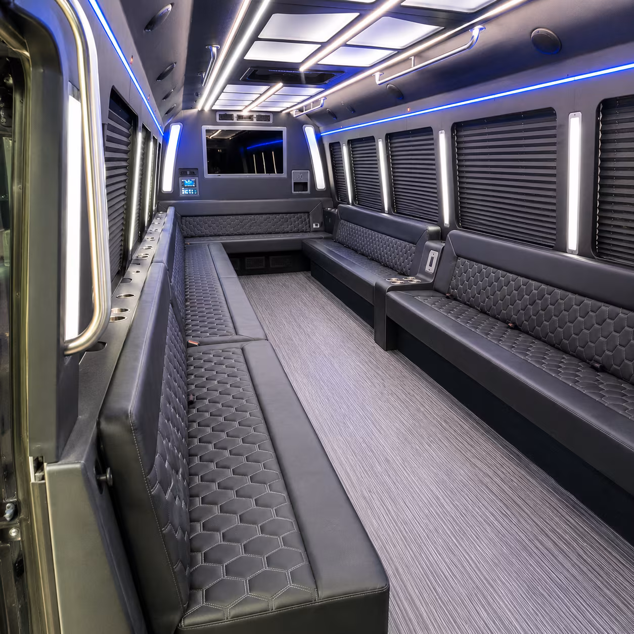 flint 40 passenger party bus interior