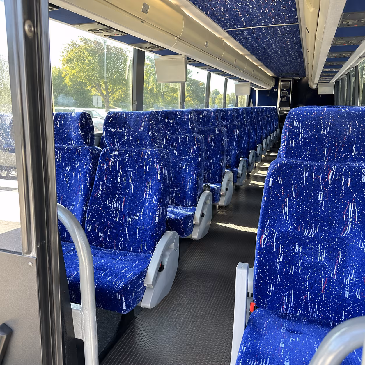 flint 50 passenger charter bus inside