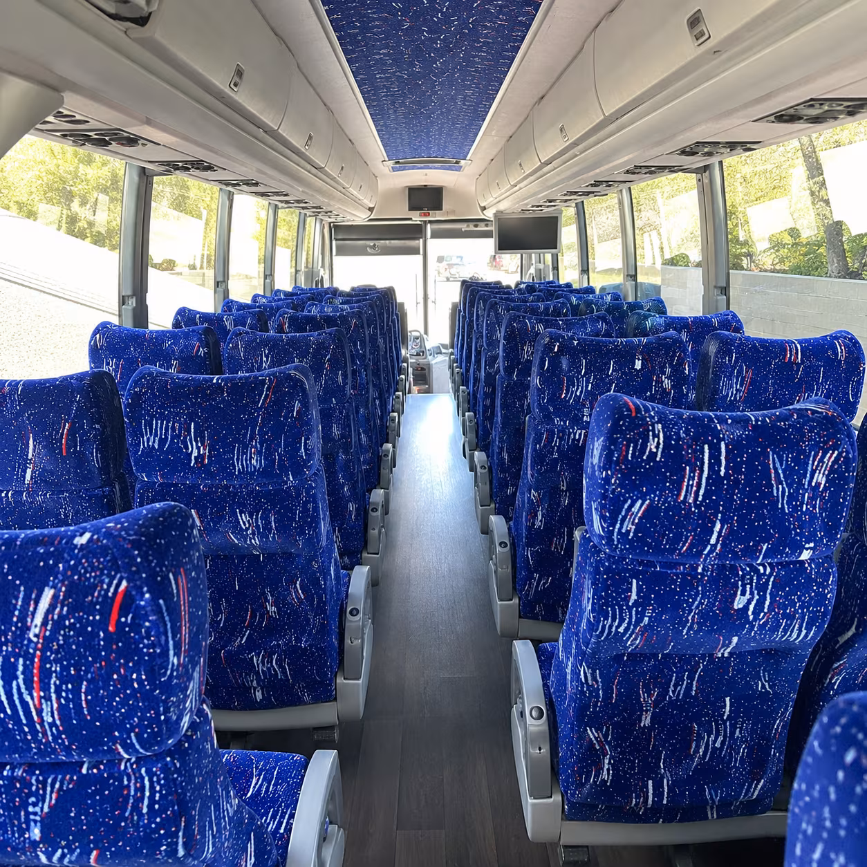 flint 50 passenger charter bus interior